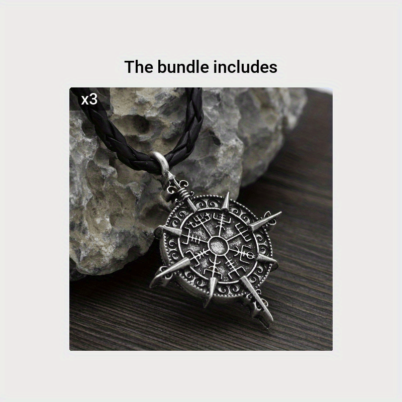 Viking Compass Pendant Necklace for Men
