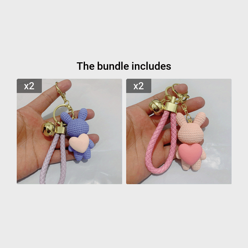 Bunny Key Chain Rabbit Holding Heart Keyrings Kawaii Key - Temu