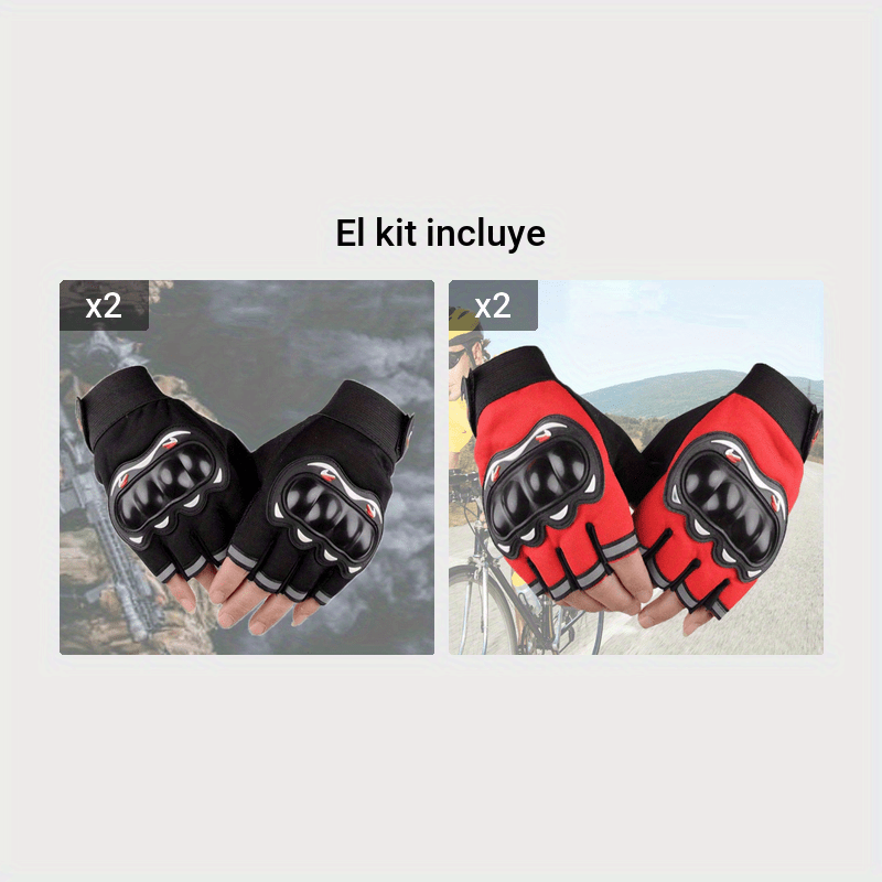  AOOF Guantes antideslizantes para hombre y mujer, a prueba de  sudor, guantes de medio dedo, guantes deportivos, absorción de golpes,  antideslizantes, transpirables, guantes de motocicleta y bicicleta de  montaña, L, tipo