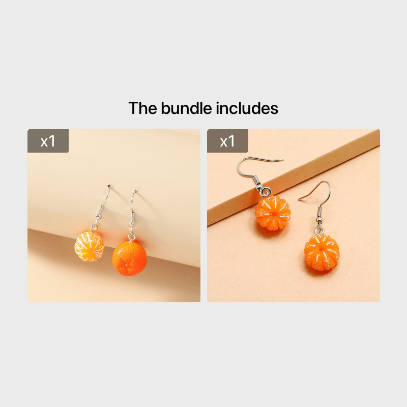 Women's Creative Orange Resin Earrings, Fruit Style