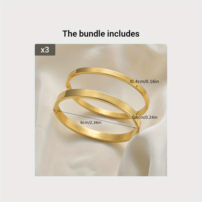 2pcs Stainless Steel Egg Shape O-Ring Buckle Bangles