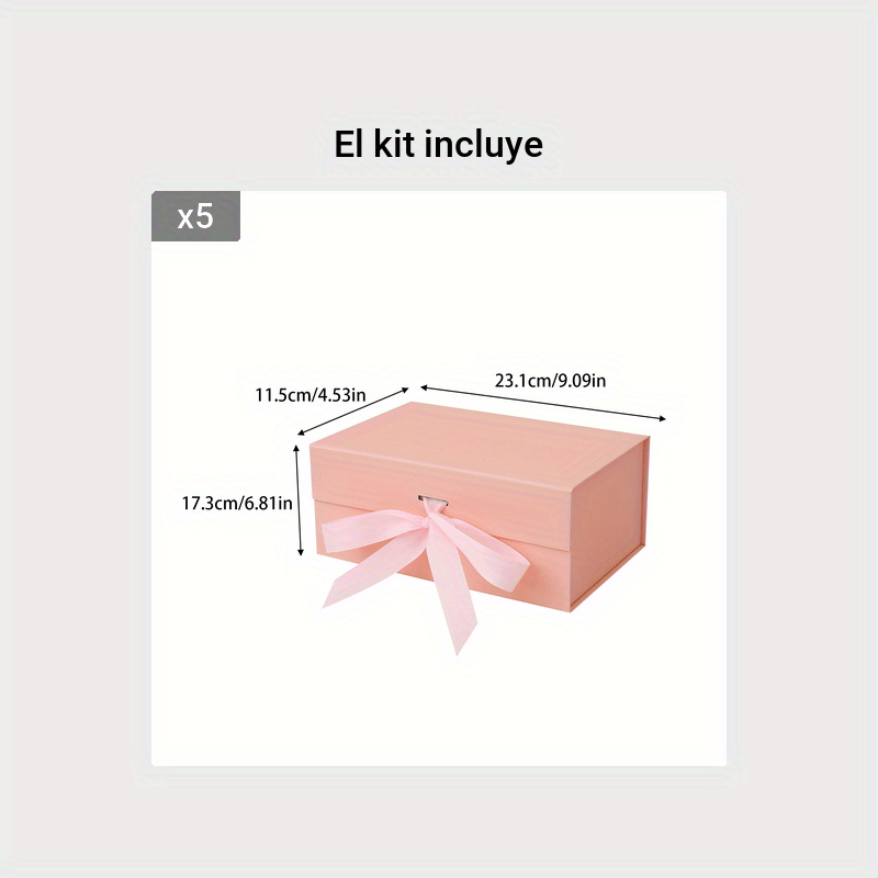 MONDEPAC Caja de regalo de 11 x 7.5 x 3.5 pulgadas, caja de regalo rosa con  tapa magnética, caja de regalo grande que contiene tarjeta, cinta, caja de
