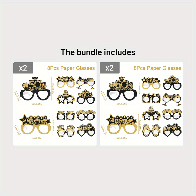 24 PCS Paper Eyeglasses Frame Happy Birthday Eyewear Party Decorations