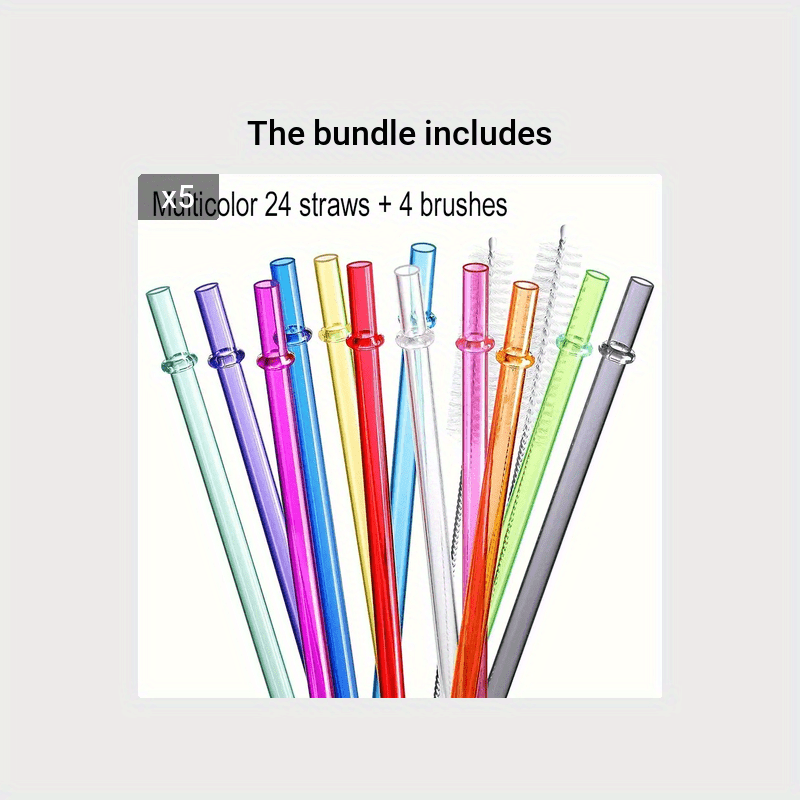 12 Inch Reusable Straws Pack of 24 - Variety Color Pack