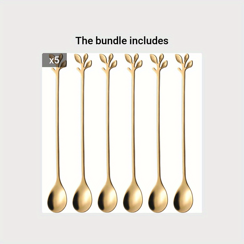 4 PCS 6.7 Inches Coffee Spoons, Stirring Spoons, Tea Spoons Long Handle,  Gold Teaspoons, Gold Spoons, Ice Tea Spoons, Long Spoons for Stirring, Gold