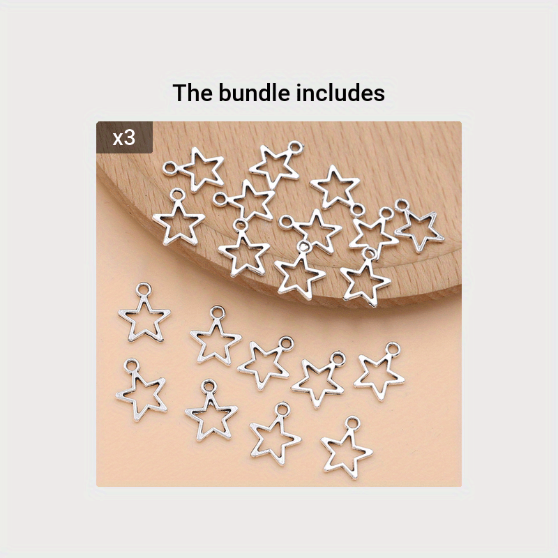 WYSIWYG 40pcs 23x10mm Antique Silver Color Openwork Star Charms For Jewelry  Making