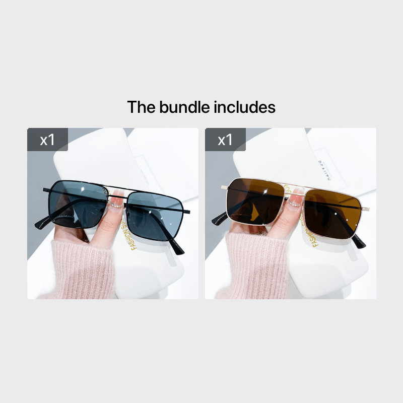Men's Square Slim Metal Frame Street Style Sun Glasses