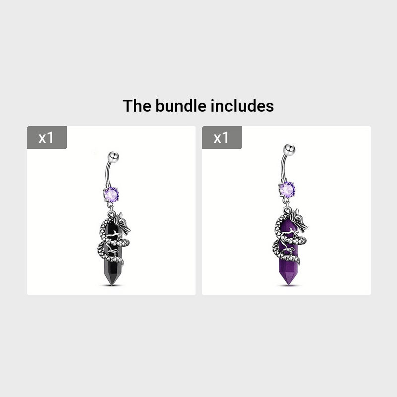 Dragon Shape Charm Belly Button Ring with Gemstones