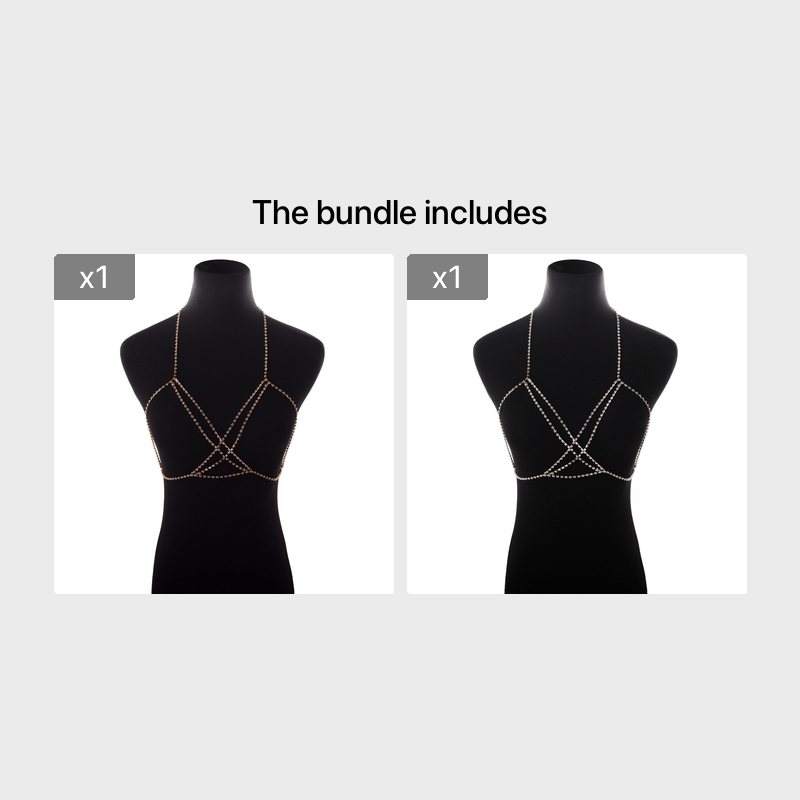Bohemian Beach Choker Necklace, Multilayer Rhinestone Body Chain