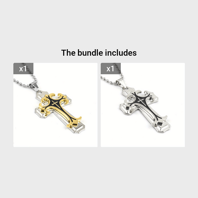 Image of 1 Metal Cross Necklace, Classic Religious Cross Pendant, Unisex Fashion Accessory Gift For