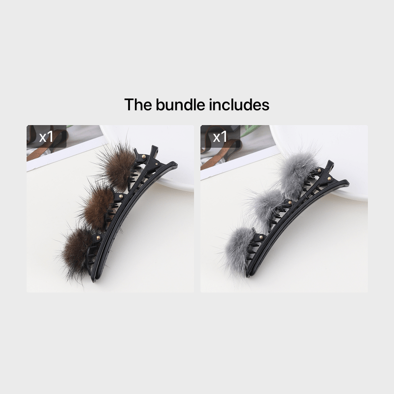 Fur Ball Side Hair Clip Double Layer Fall Winter Solid Color - Temu