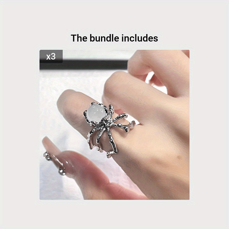 Cubic Zirconia Decor Spider Bee Design Adjustable Ring - Temu