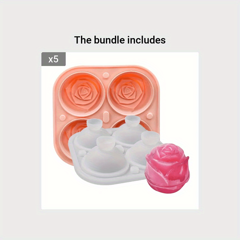 Fridja 3D Silicone Rose Shape Ice Cube Mold, Reusable Ice Jelly