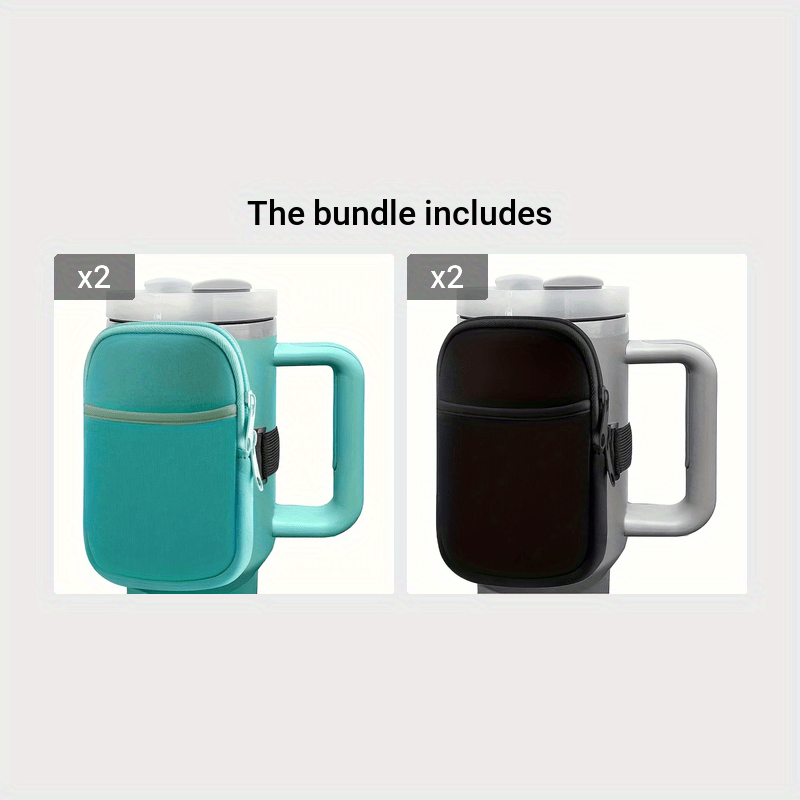 1pc Water Bottle Pouch For 40oz Tumbler, Solid Color Handheld Arm Wrist  Storage Bag With Pocket For Cards, Keys, Wallet, Earphone Bottle Bag Phone  Bag Cup Organizer for Student for School