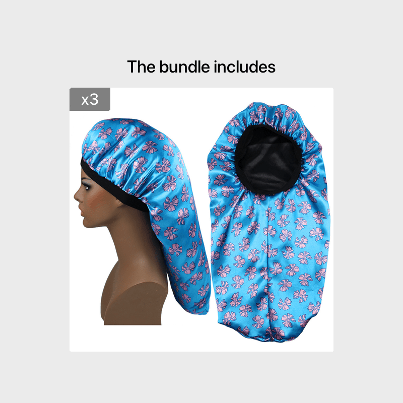 Flower Print Satin Bonnet Silk Sleep Cap for Women