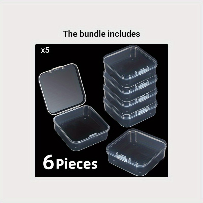  6 Pieces Mini Plastic Clear Beads Storage Containers