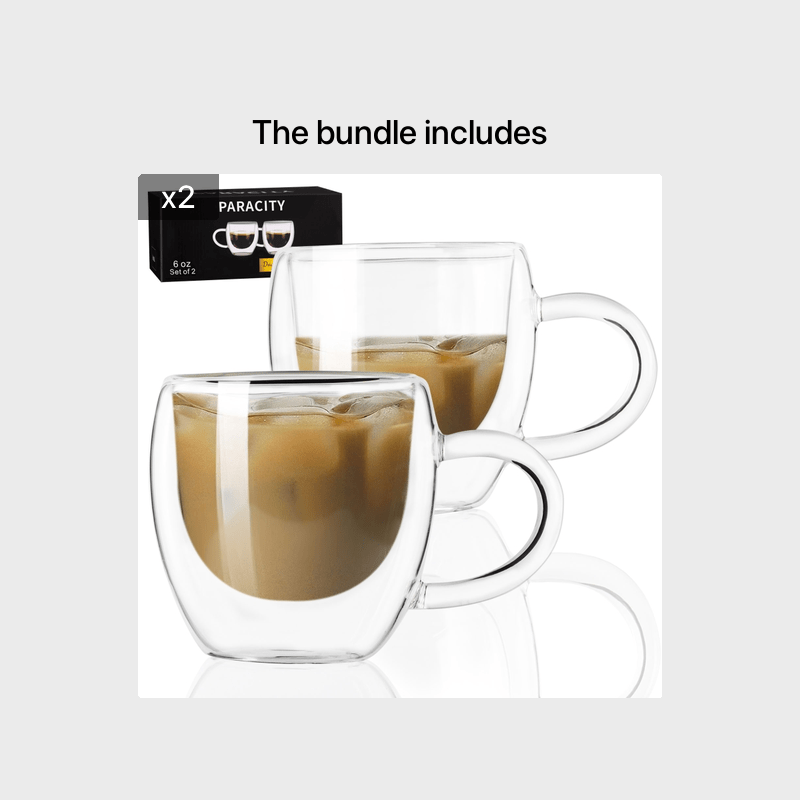 2 oz Espresso Glass Cups Set of 8, Double Wall Espresso Shot Glasses Clear  Insulated Coffee Mug for Espresso Cappuccino Latte