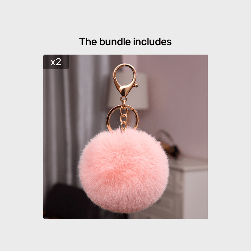 Cute Faux Rabbit Fur Ball Pom Pom Keychain Car Key Ring - Temu