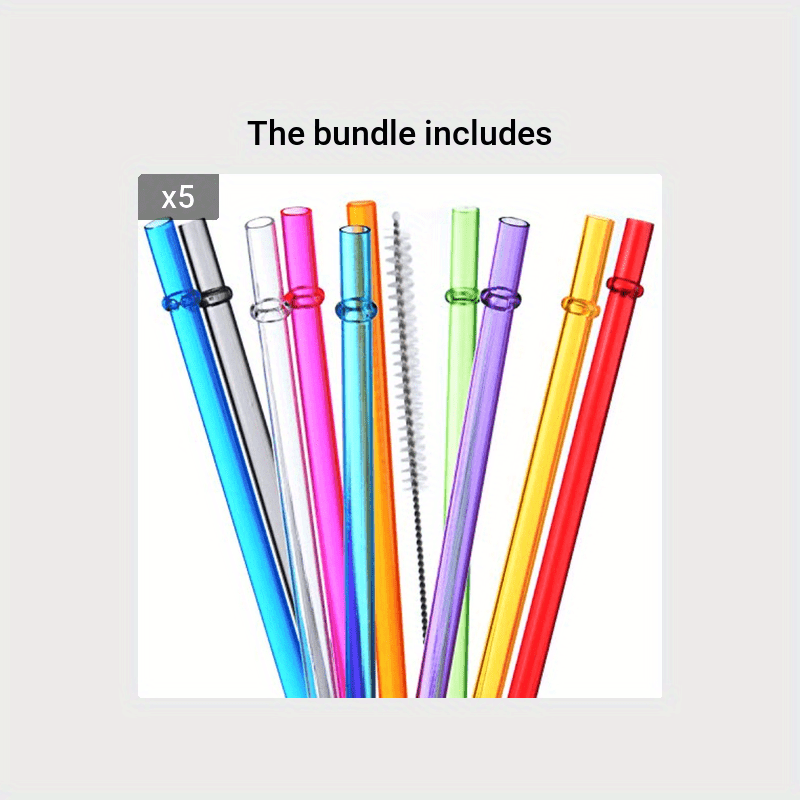 12pcs 9 Or 10.5 Inches Long Rainbow Colored Clear Reusable Hard Plastic  Straws For Tall Cups, Tumblers And Mason Jars