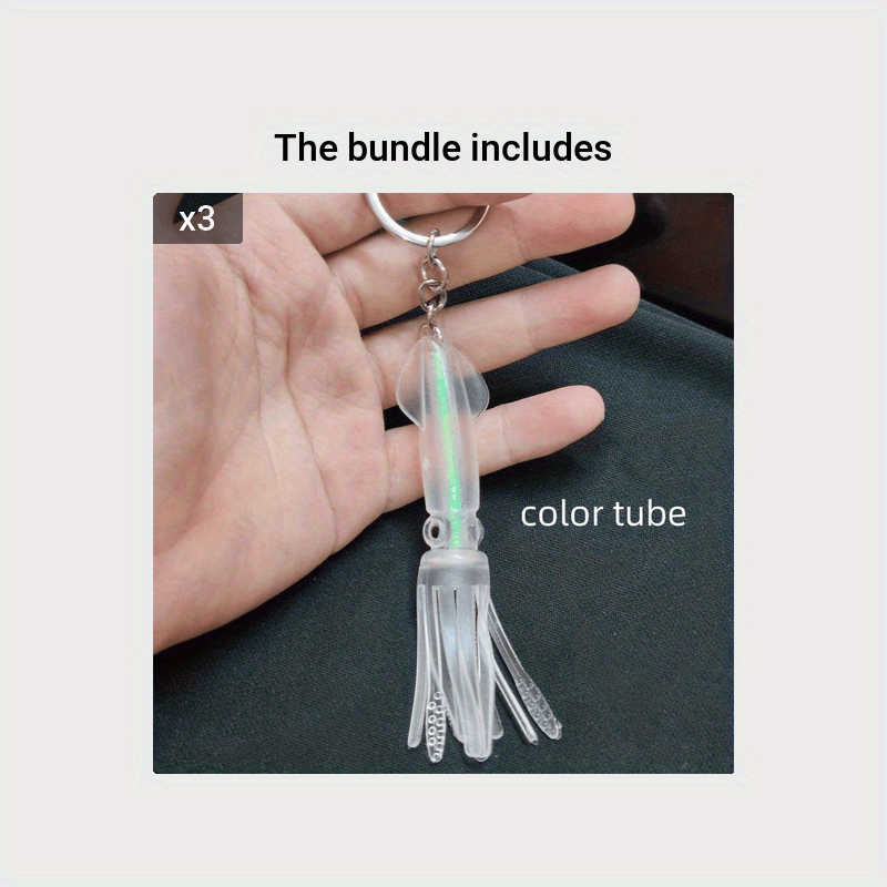 1pc Luminous Squid Keychain, Lure Squid Bait Keychain, Fishing Enthusiast  Key Ring, Men's Bag Pendant Jewelry Accessories