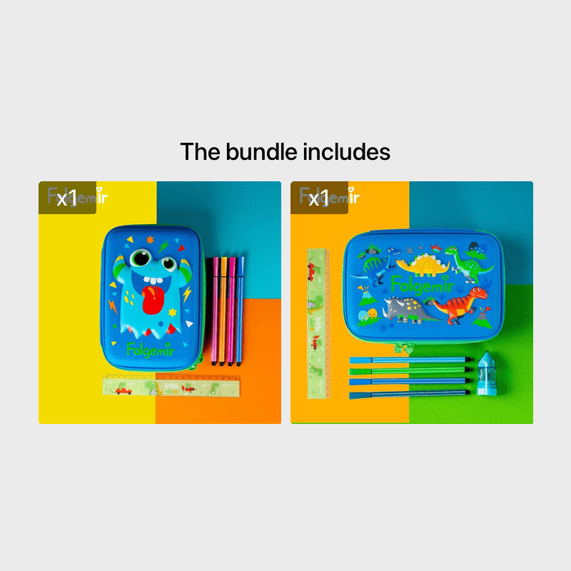 Kids Cartoon Pencil Case Hard Pen Case Educational Painting Bag
