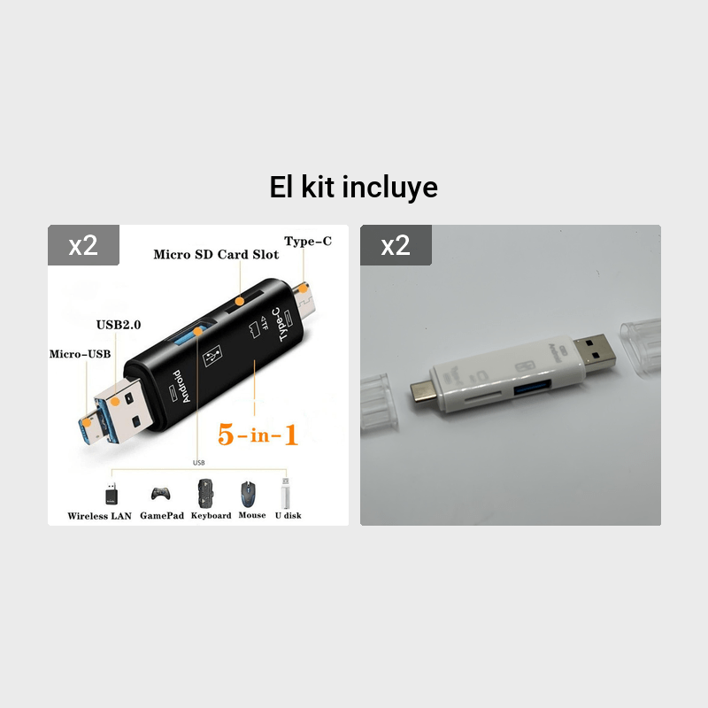 5 en 1 Lector De Tarjetas De Memoria Adaptador USB OTG Y - Temu Chile