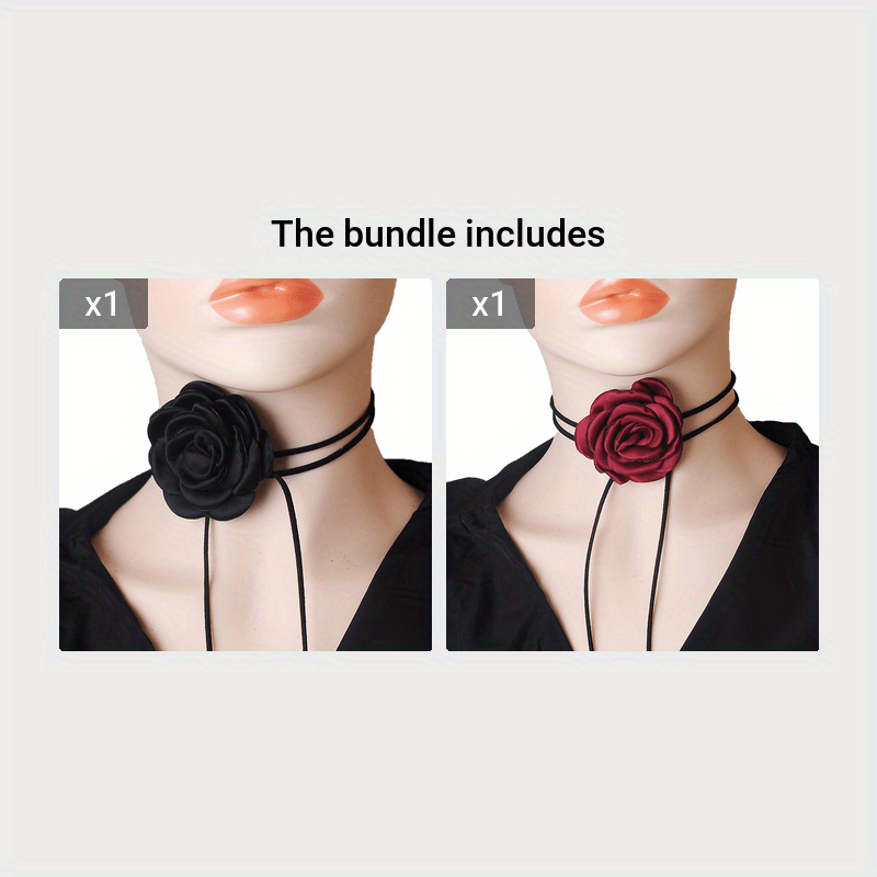Romantic Big Rose Flower Choker Necklace Womens Ladies Cosplay Party  Jewelry New