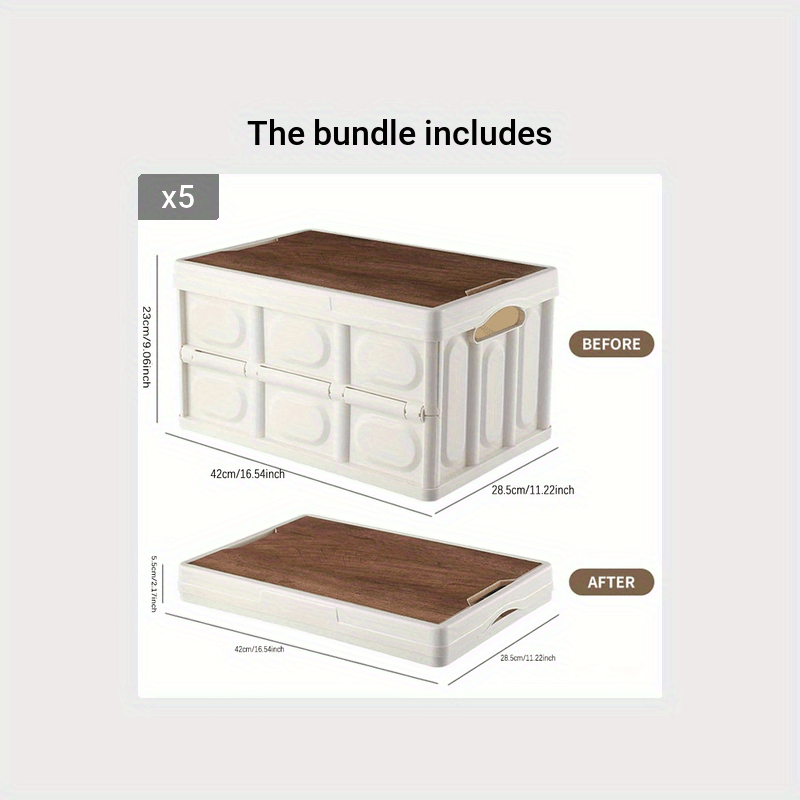 Storage Tote Collapsible Storage Bin With Wooden Lid Tough - Temu