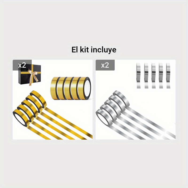 6 rollos de cinta de arte gráfico metálico Washi, cinta dorada autoadhesiva  de poliéster metalizado, cinta gráfica de bricolaje, envoltura de espejo