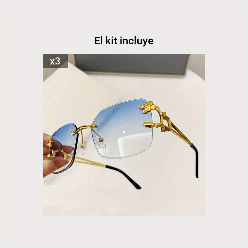 Gafas Sol Mujer Degradado Sin Montura Estampado Leopardo - Temu Mexico