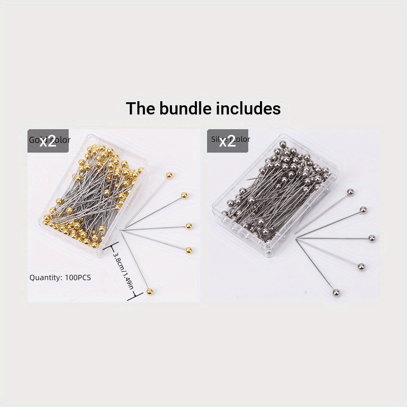 1000pcs Straight Pins Durable Stainless Steel Dressmaker Pins Straight Pins Sewing with Plastic Boxes Fine Satin Pins Flat Head Pins for Jewelry
