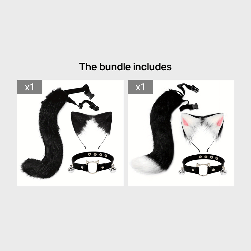 Bandeaux oreilles de renard en peluche, queue en fourrure, Animal, bête