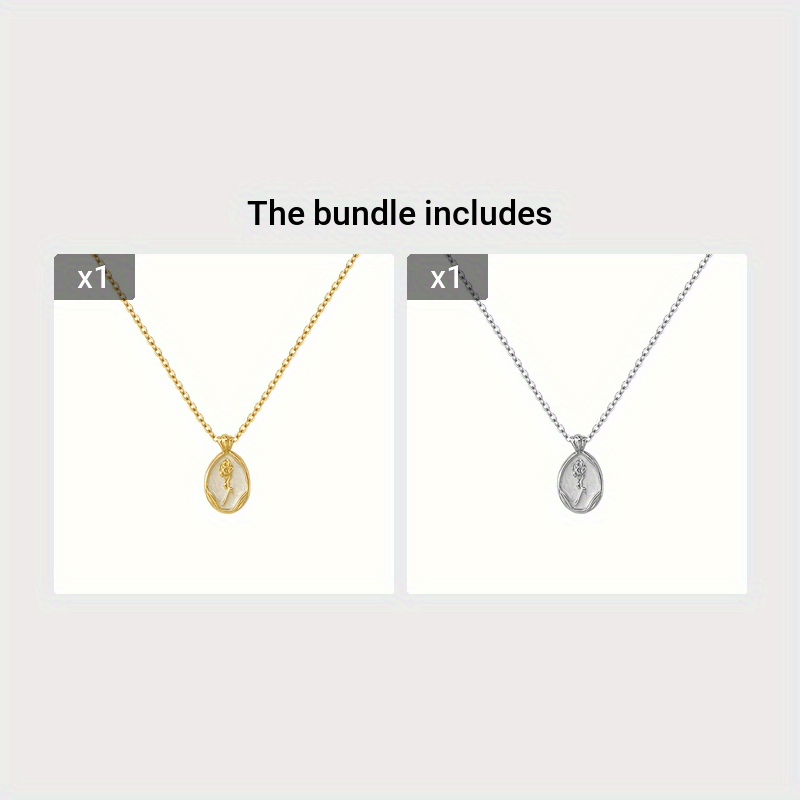 Women's Rose Oval Pendant Necklace, K Plated Bridal Wedding Gift