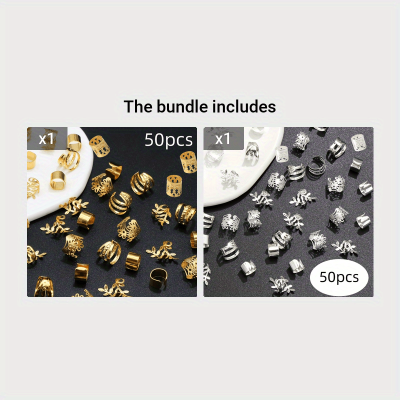 200 Pezzi Di Perline Per Capelli Dreadlock In Oro E Argento Fermagli Per Orecchie Non Perforanti Gioielli Per Capelli Per Trecce Accessori Per~p125369425
