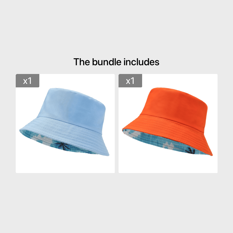 Kids Boy Girl 100% Cotton Bucket Reversible Hat UPF 50 Adjustable Sun Cap  Unisex Orange