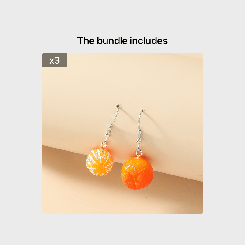 Women's Creative Orange Resin Earrings, Fruit Style