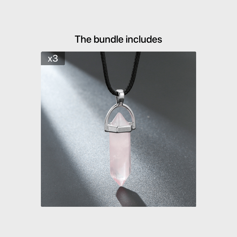 Natural Crystal Safety Clasp Pendant Necklace Rose Quartz - Temu