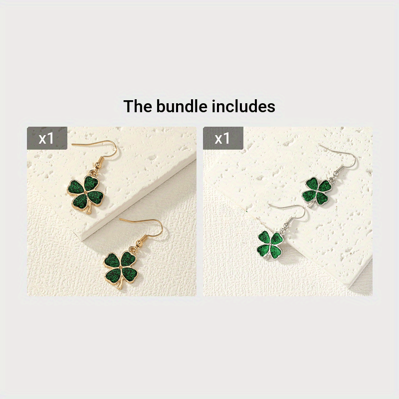 Women's Dangle Earrings Four Leaf Clover 14K Plated Zinc Alloy