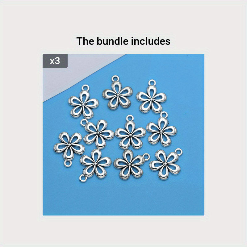 Antique Silver Plated Flower Charms Pendants For Jewelry - Temu