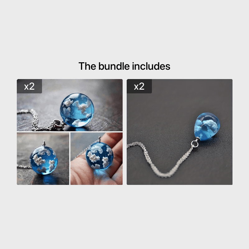 Clear Sky & Clouds Round Globe Pendant Necklace, Unisex