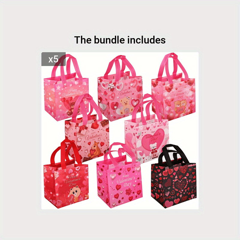 Valentines Gift Bags Reusable Tote Bags With Handles Non - Temu