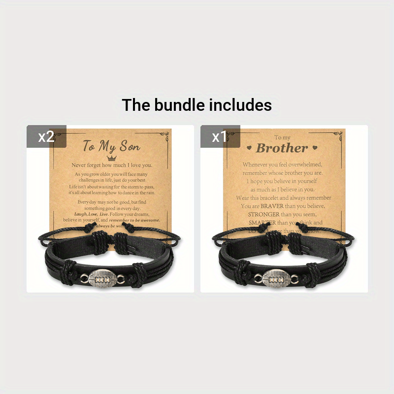 men's inspirational bracelet hand woven pu leather black Temu