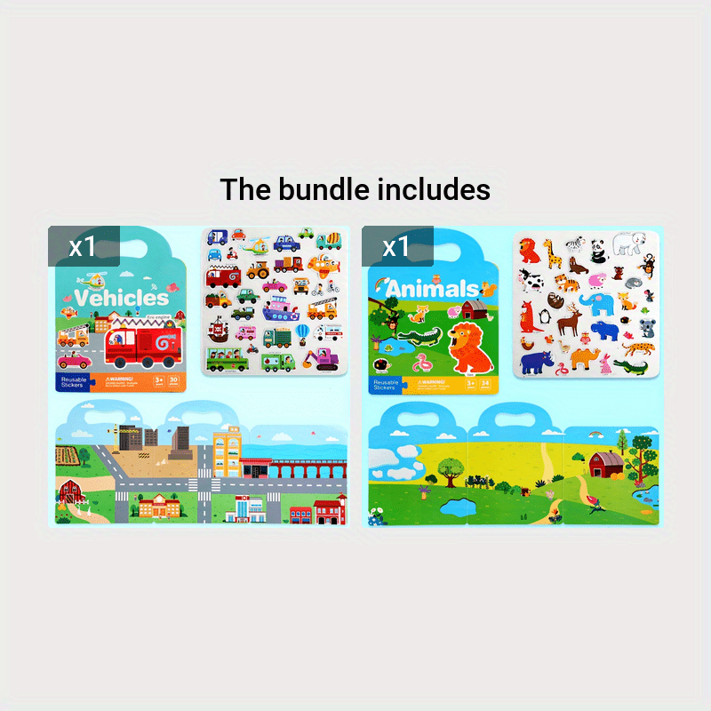 3-Pack Reusable Stickers for Kids Sticker Books for Kids Educational Learning Toys, Other