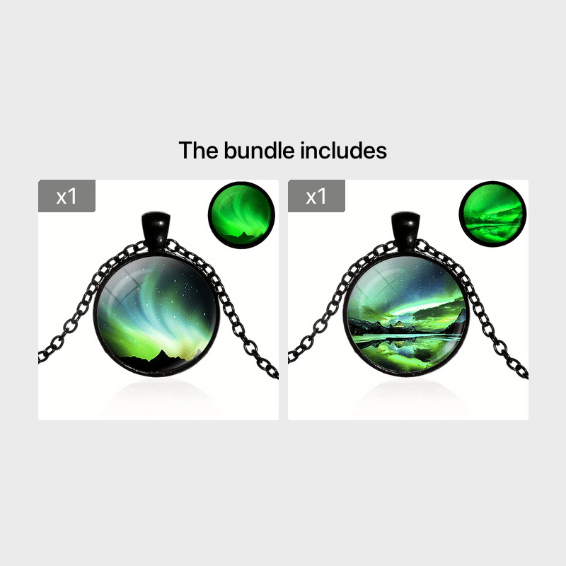 Northern Lights Glass Crystal Luminous Necklace Pendant Glowing Necklace  Glow In Dark Jewelry Astronomy Gift