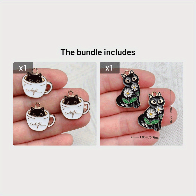 20pcs Lucky Cat Enamel Cat Charm - Classic Metal Animal Kitty Charmers for DIY Jewelry Making