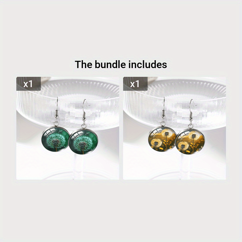 Women's Elegant Stainless Steel Dangle Earrings with Dandelion Design