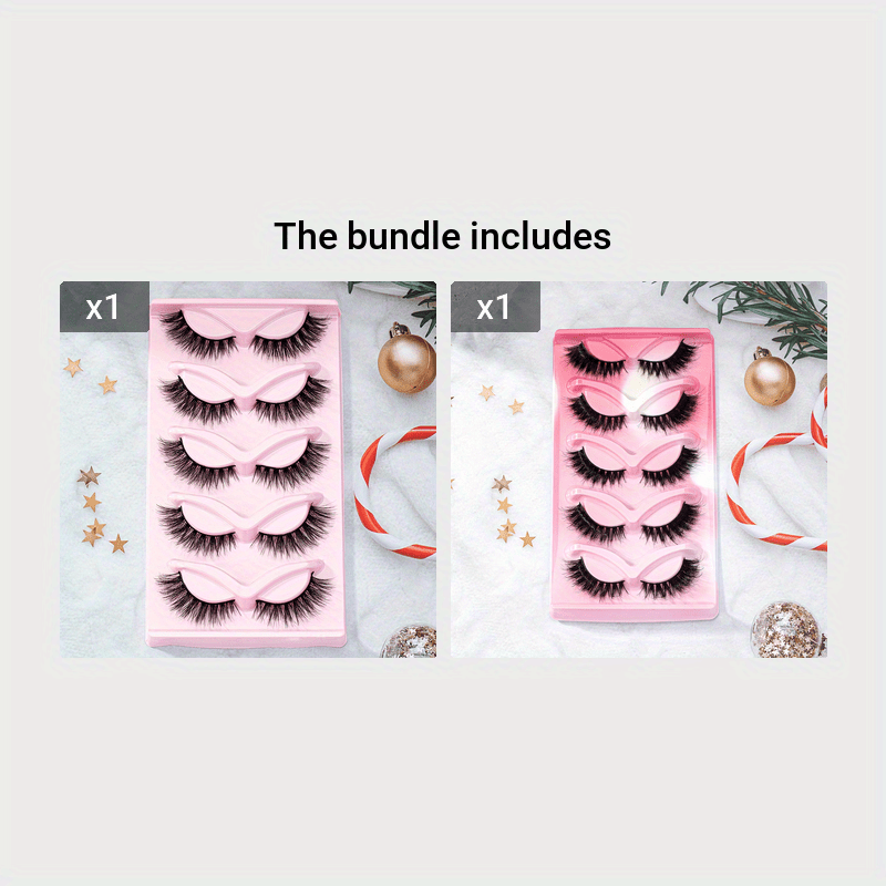 Fluffy Cat Eye Lashes 5 Pairs Wispy Faux Mink Eyelashes