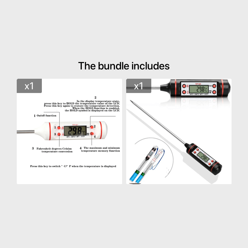 WT-1 Portable Digital Kitchen Thermometer BBQ Meat Water Milk Oil Cooking  Electronic Probe Food Oven Thermometer with Tube