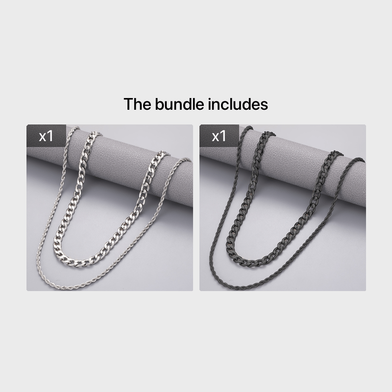 2pcs Men's Stainless Steel Necklace Set