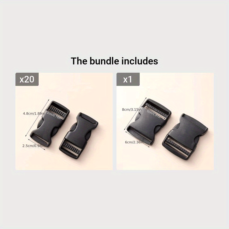 2pcs Set Black Adjustable Buckles Plastic Side Release Buckles For